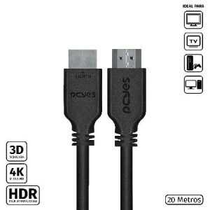 Cabo Hdmi 2.0 4k Pcyes 30awg Puro Cobre 20 Metros - Phm20-20
